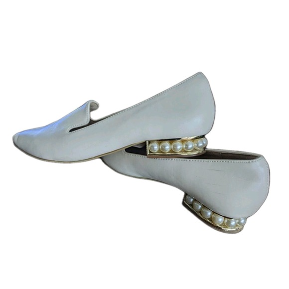 Nicholas Kirkwood Casati Pearl Pointd Toe Ivory Loafers Size 36 (US 6) Excellent